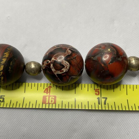Brutalist Brecciated Jasper Necklace Metal Beads, Sterling & Bronze Clasp 275g - Picture 7 of 14